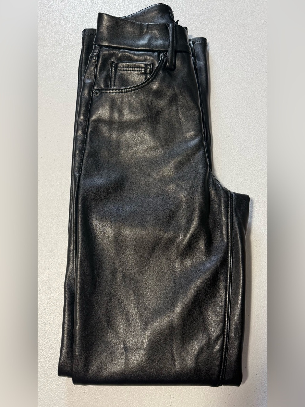 Good American Better Than Leather Good Legs Pants Black Size 00/24 Faux Leather - Picture 4 of 13